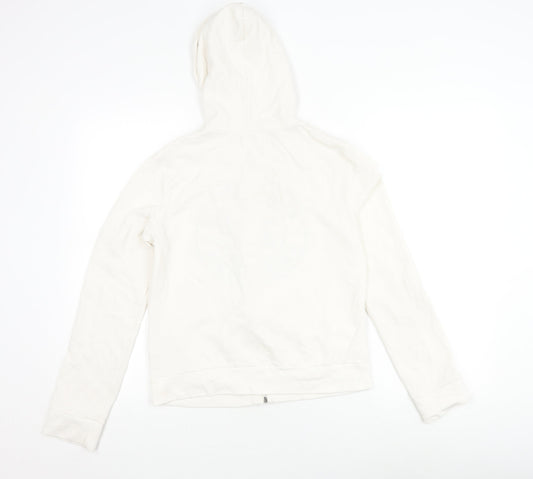 Hollister Women's White Cotton Hooded Jacket S Casual