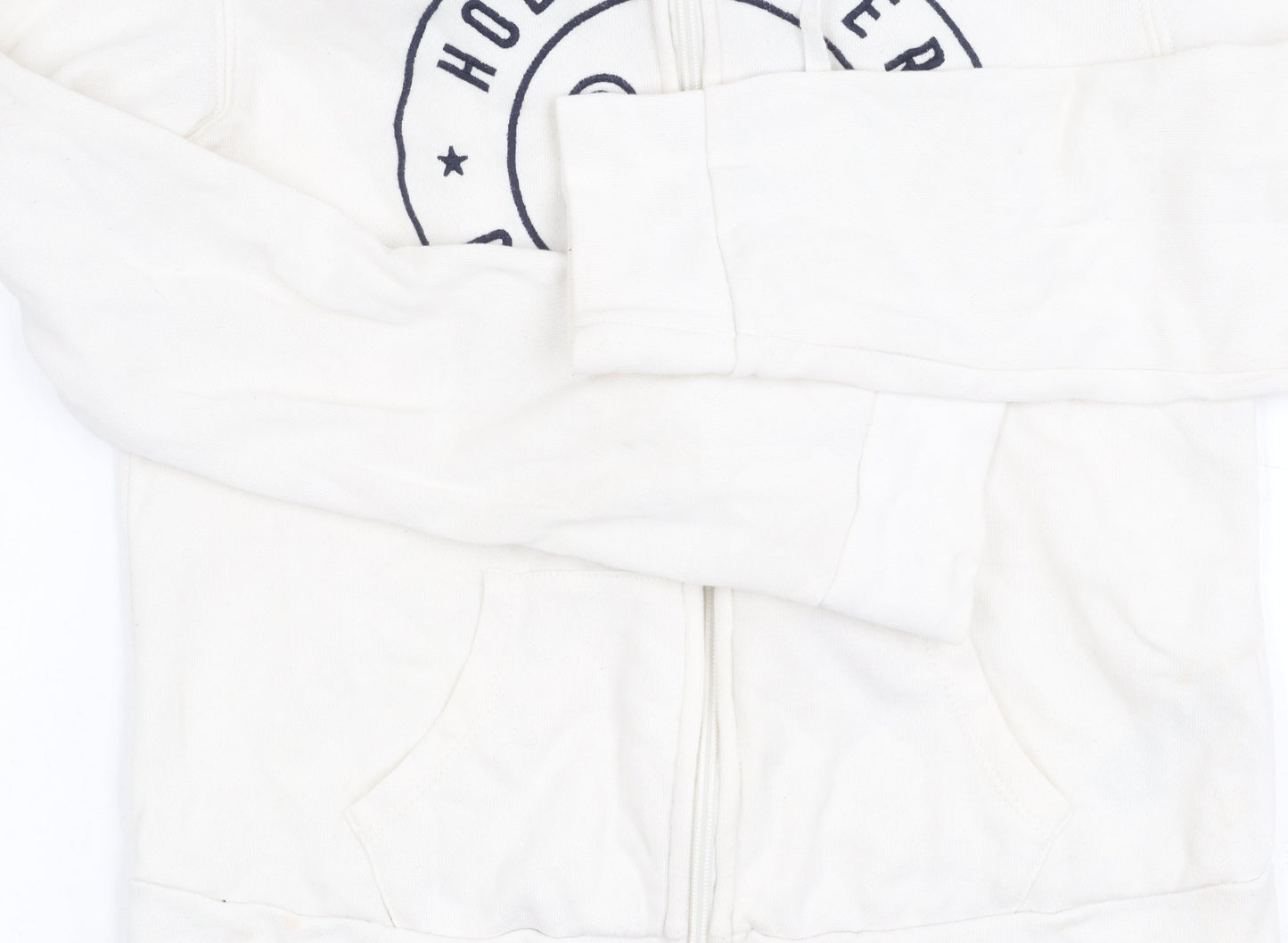 Hollister Women's White Cotton Hooded Jacket S Casual
