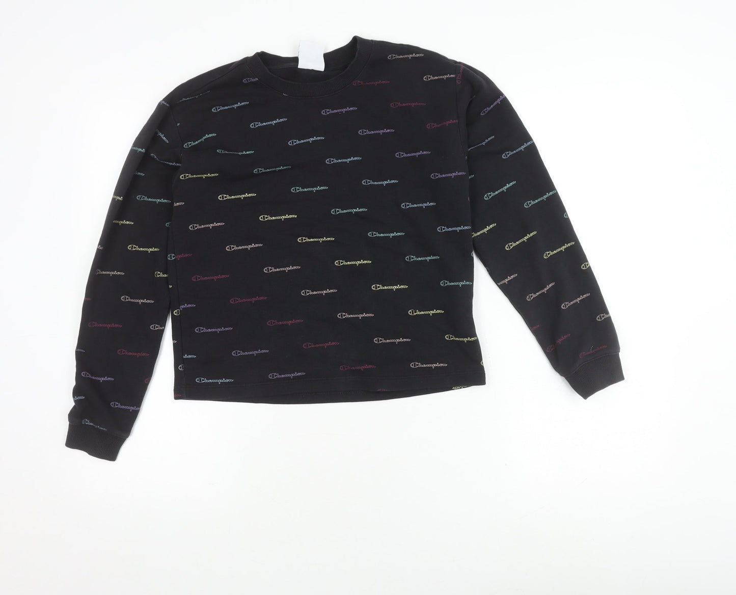 Champion Girls Black Logo Sweatshirt L - Stylish & Comfortable