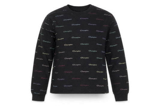 Champion Girls Black Logo Sweatshirt L - Stylish & Comfortable