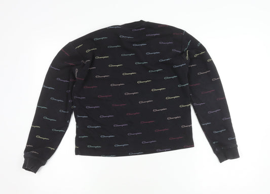 Champion Girls Black Logo Sweatshirt L - Stylish & Comfortable