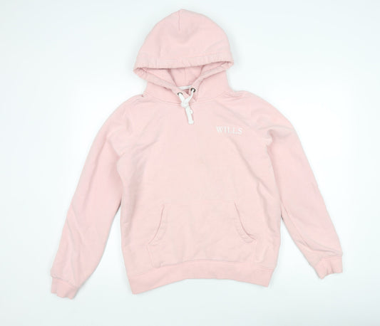 Jack Wills Women's Pink Hoodie, UK 12, Logo Print, Cotton Blend