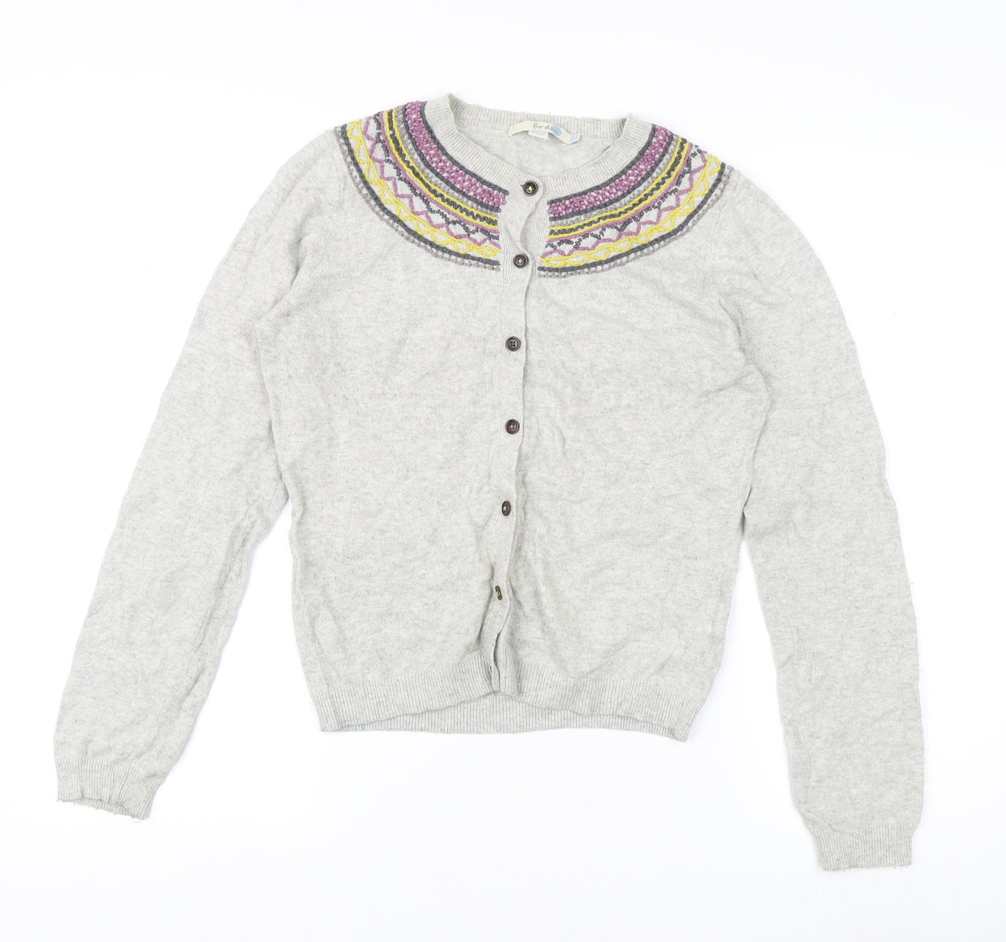 Boden Women's Grey Embroidered Cardigan Size 10
