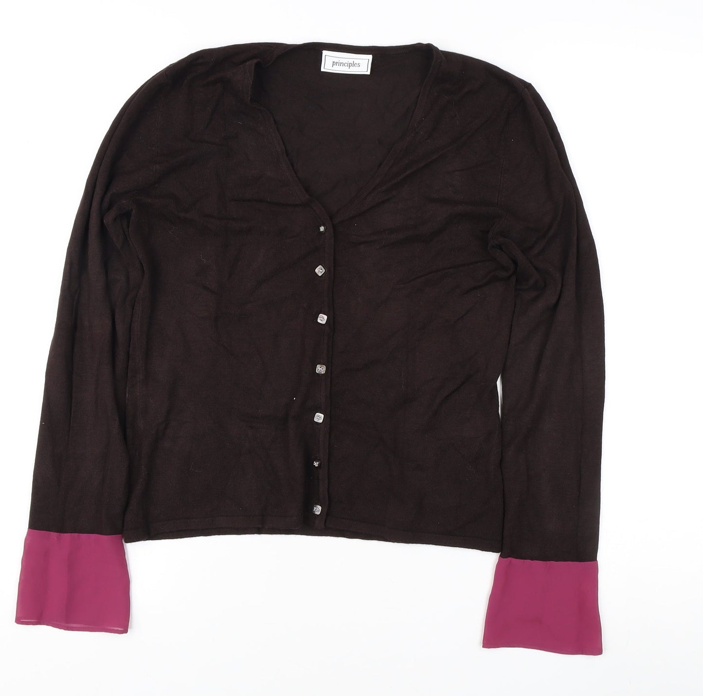 Principles Women's Brown Cardigan M Button Accent