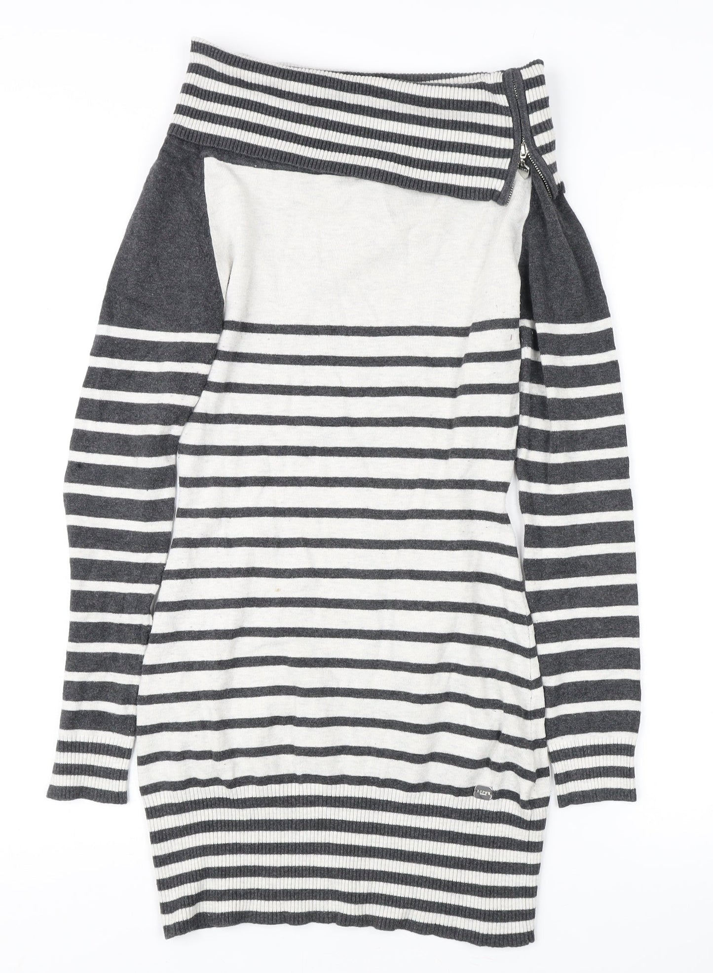 Lipsy Women's Grey Striped Pullover Jumper, Size 8