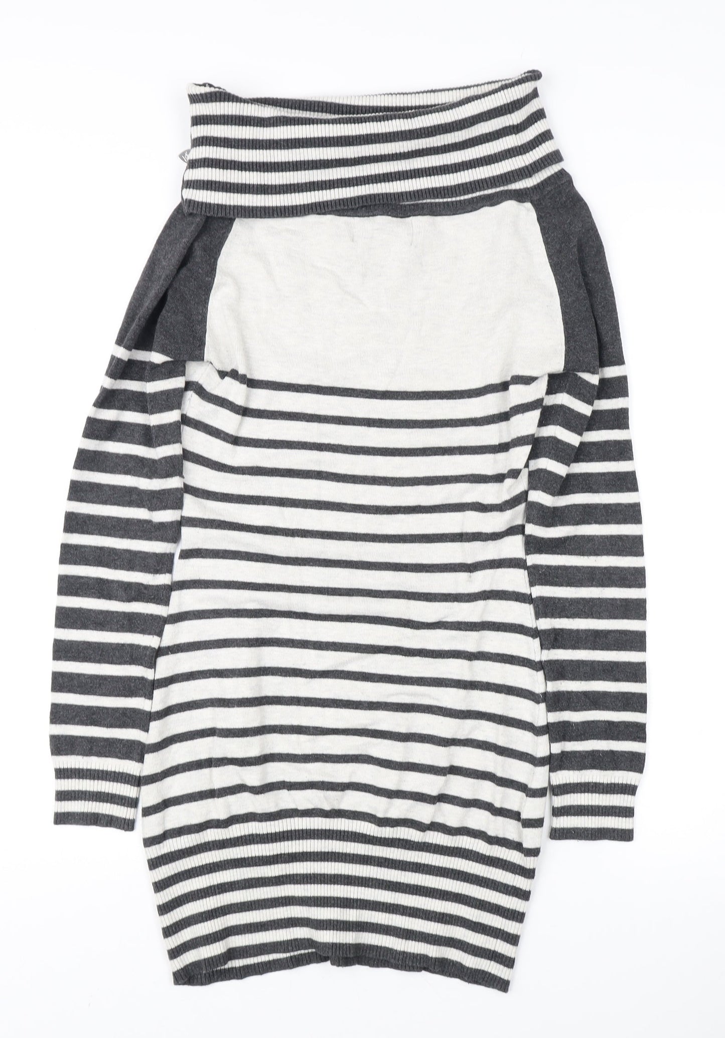 Lipsy Women's Grey Striped Pullover Jumper, Size 8