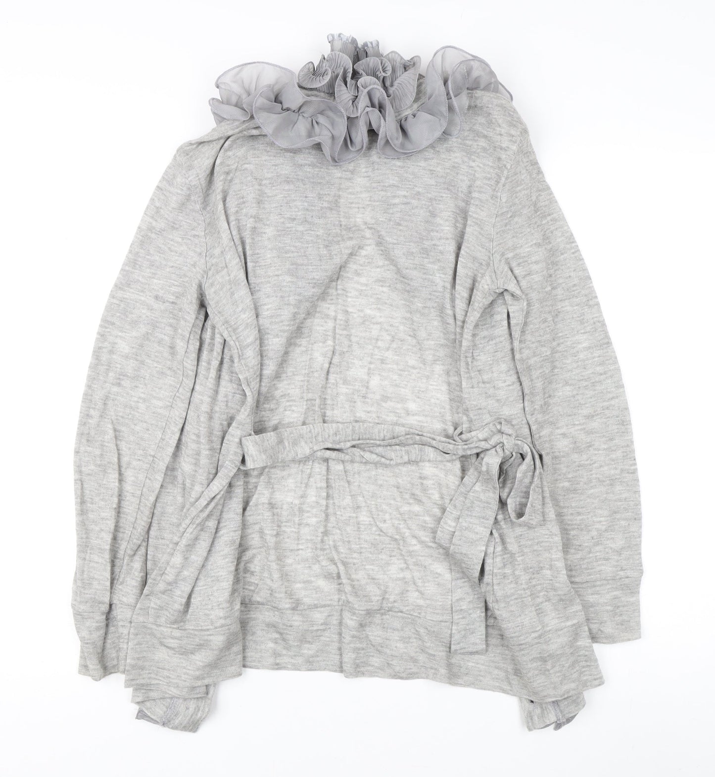 Modo Women's Grey Ruffle Knit Cardigan S