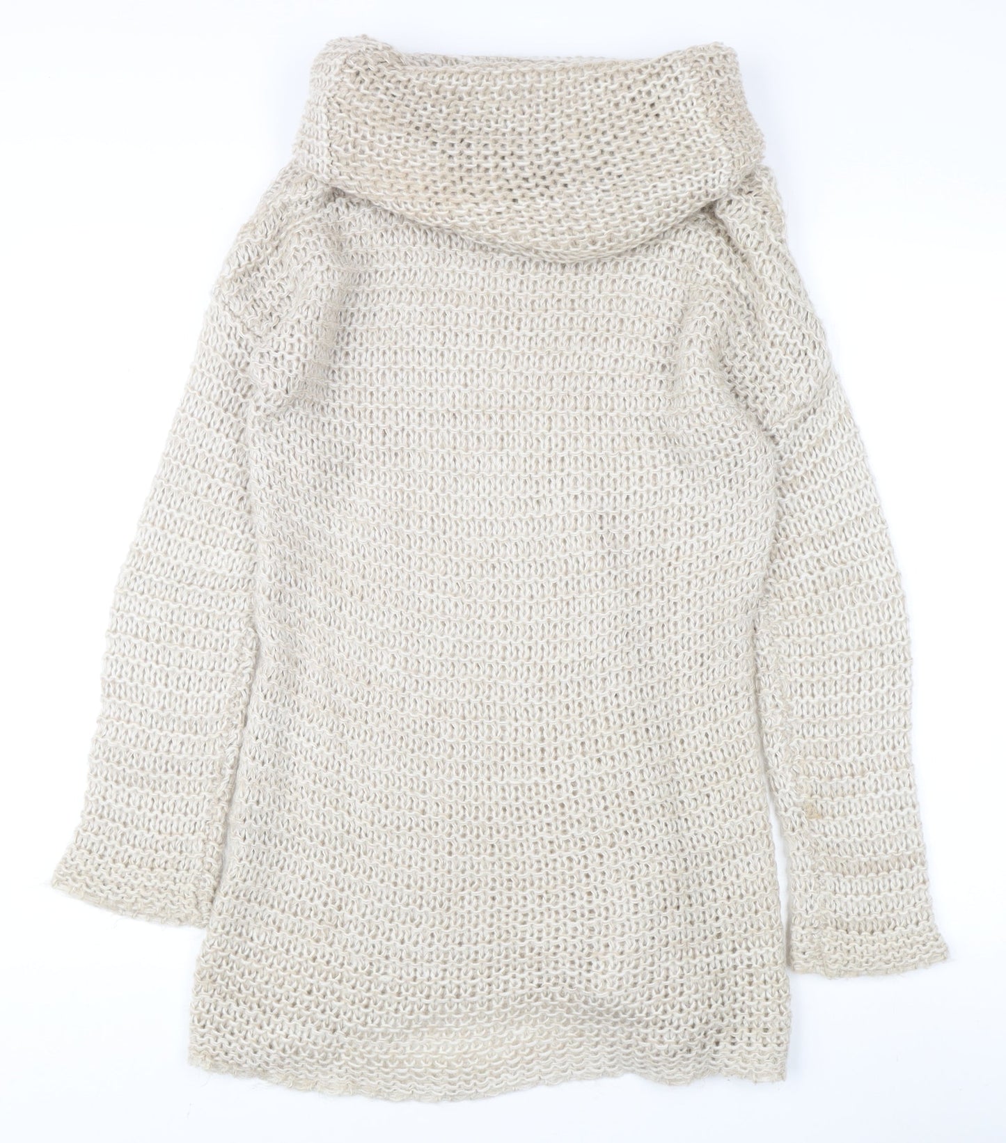 Topshop Women's Beige Open-Knit Jumper, Size 8