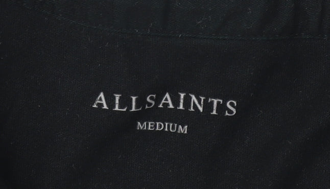 AllSaints Men's Medium Black Polo Shirt