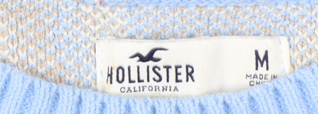 Hollister Women's Blue Patterned Pullover Jumper M