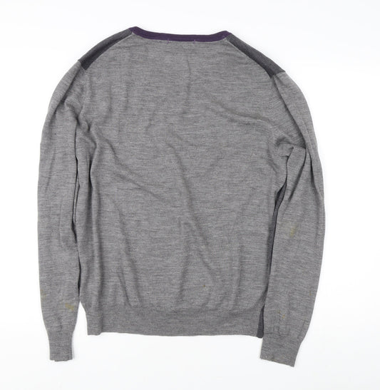 DKNY Men's Grey V-Neck Pullover Jumper, Size L