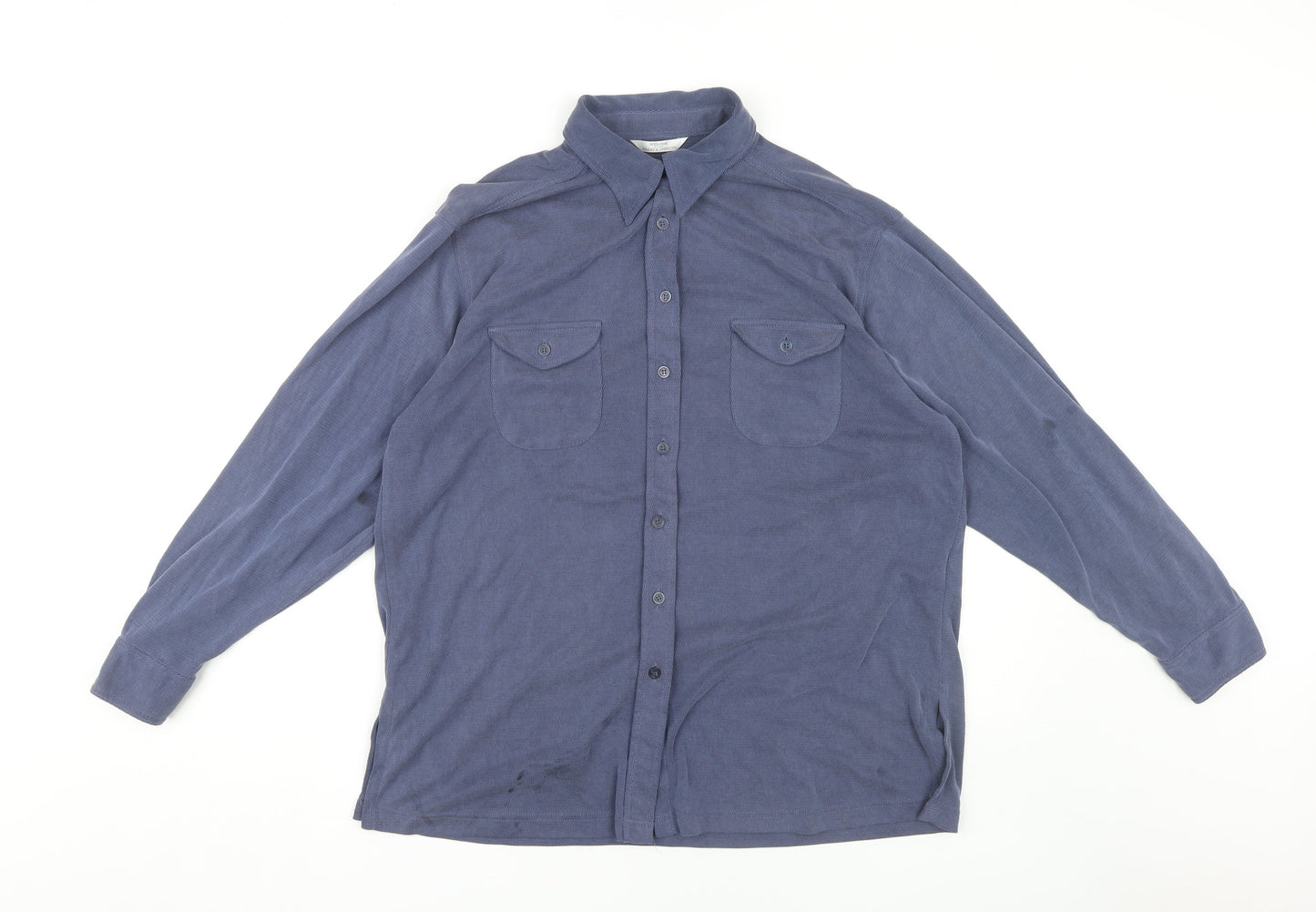 Marks and Spencer Unisex Blue Button-Up Shirt Size 14