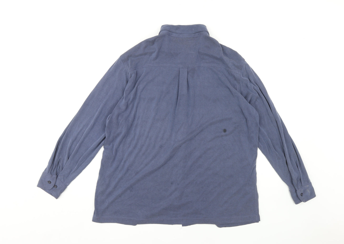 Marks and Spencer Unisex Blue Button-Up Shirt Size 14