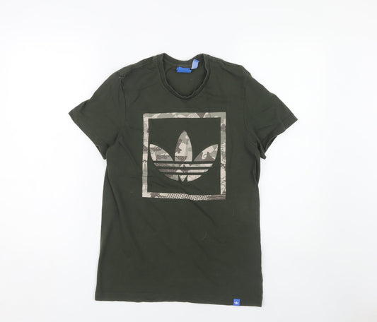 Adidas Unisex Green Camouflage T-Shirt S Casual