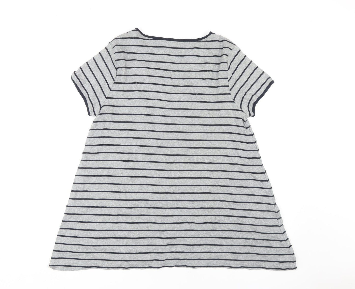 Maine Women's Grey Striped T-Shirt Size 16