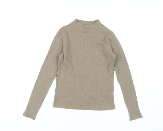 Pull & Bear Beige High Neck Knit Top, Women M