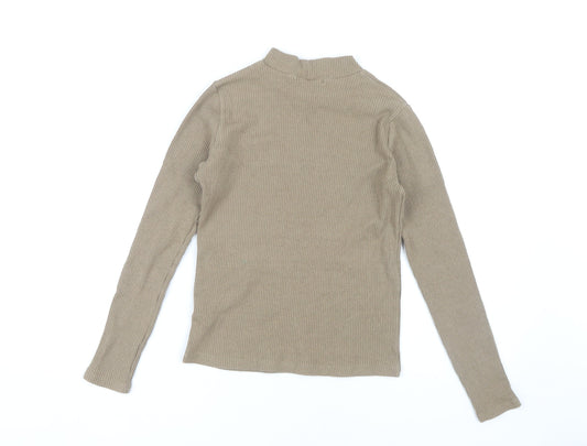Pull & Bear Beige High Neck Knit Top, Women M