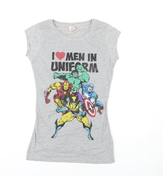 Marvel Comics Women’s Grey Superhero T-Shirt Size 8