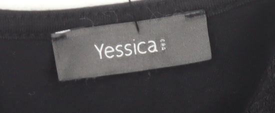 Yessica Women's Black Lace Blouse, Size L, Short Sleeve