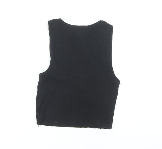 Pull&Bear Women's Black XS Basic Tank Top