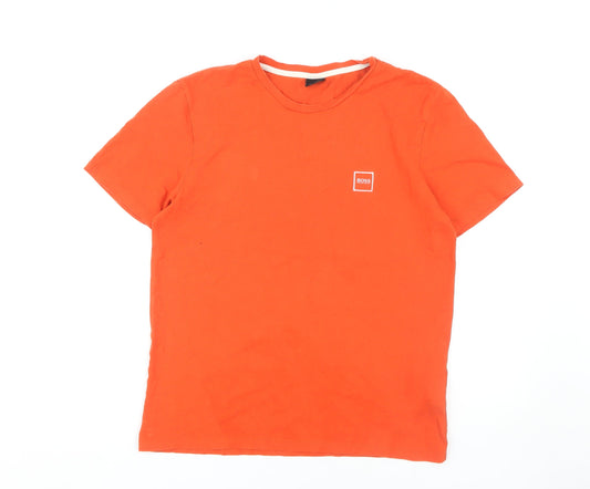 Hugo Boss Men's Orange Crew Neck T-Shirt Medium