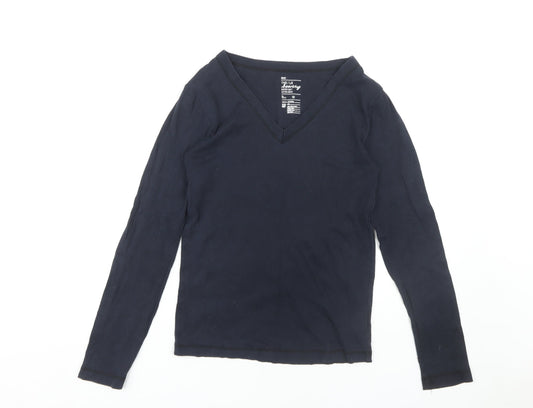 Gap Unisex Black V-Neck Long Sleeve T-Shirt M