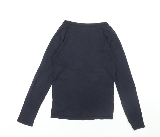 Gap Unisex Black V-Neck Long Sleeve T-Shirt M