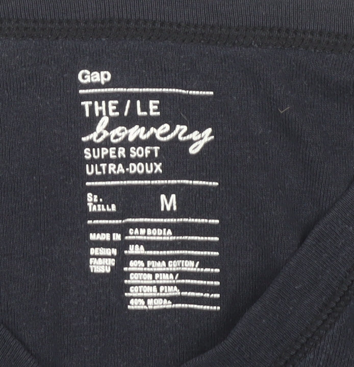 Gap Unisex Black V-Neck Long Sleeve T-Shirt M