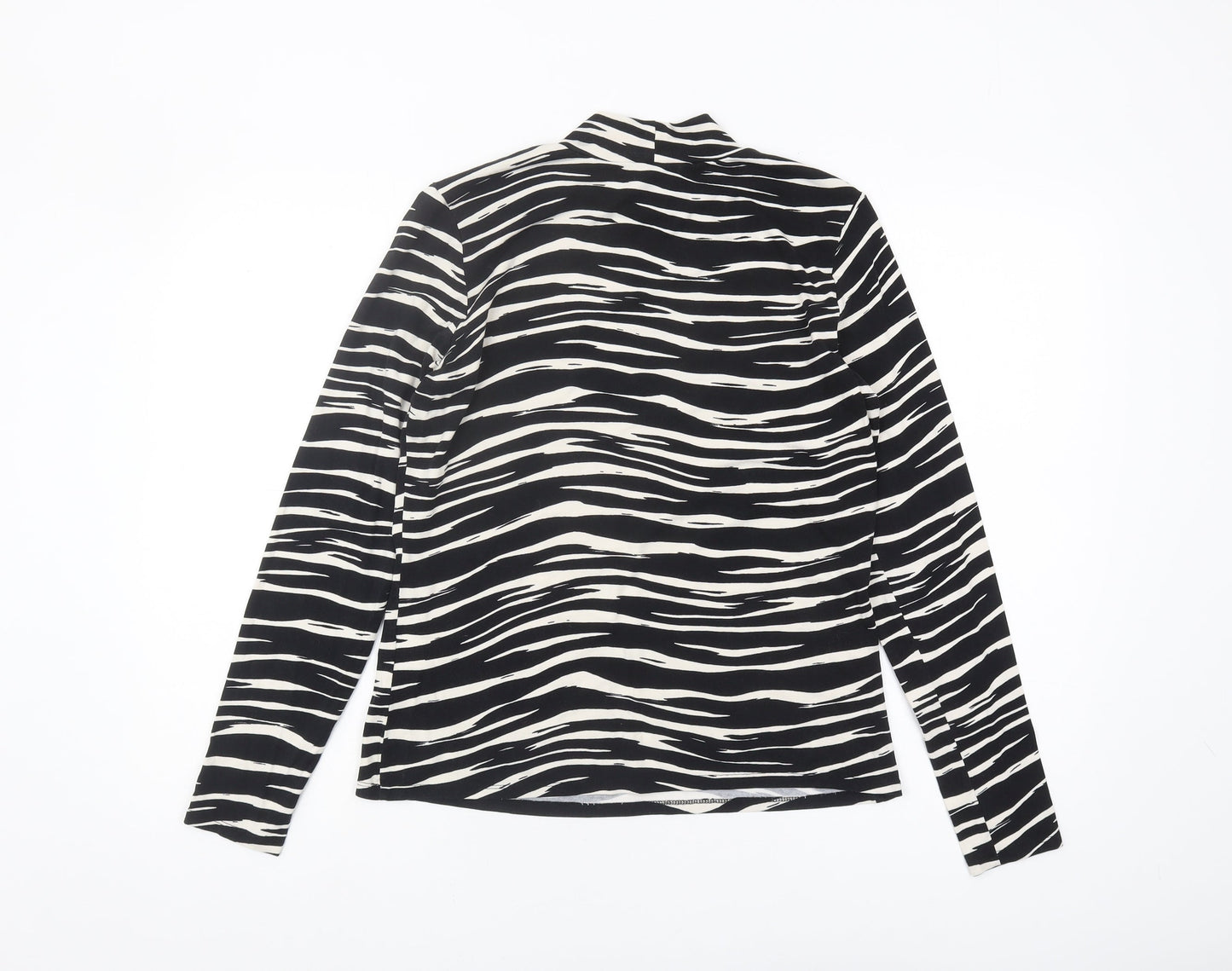 Warehouse Women's Black Animal Print Mock Neck Top Size 14