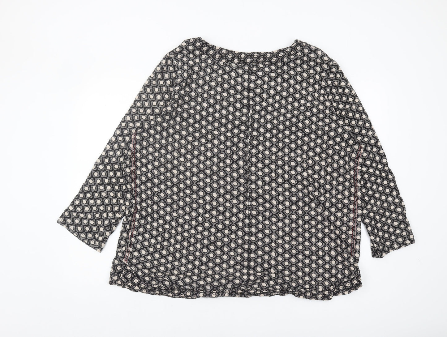 White Stuff Women's Geometric Black Blouse Plus Size UK 24