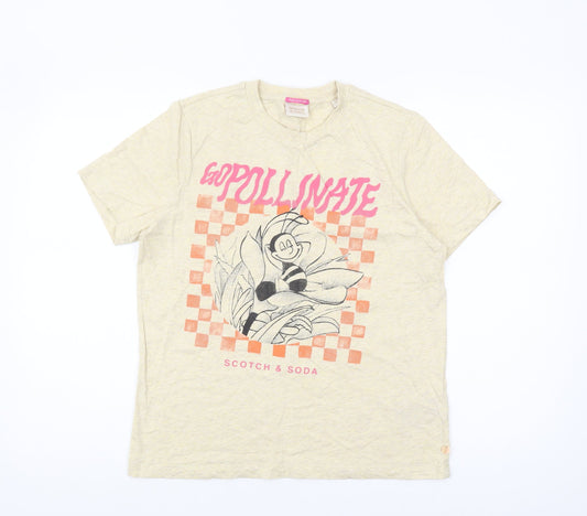 Scotch & Soda Beige Graphic T-Shirt S - Casual & Stylish