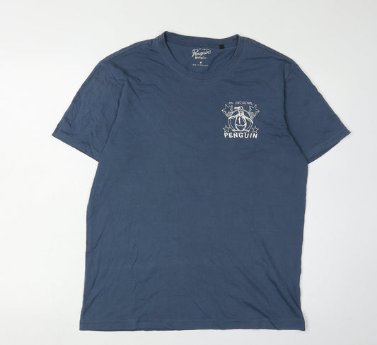 Penguin Men's Blue Graphic T-Shirt, M, Regular Fit