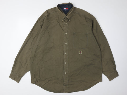 Tommy Hilfiger Men's XL Green Button-Up Shirt
