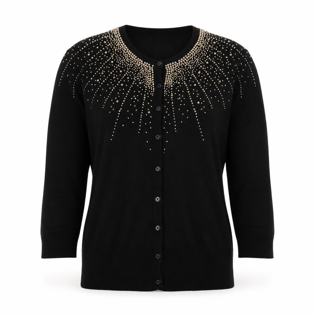 Red Herring Women's Black Cardigan 4, Button Accent, Casual