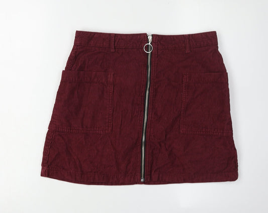 Topshop Women's Red Corduroy A-Line Skirt Size 12