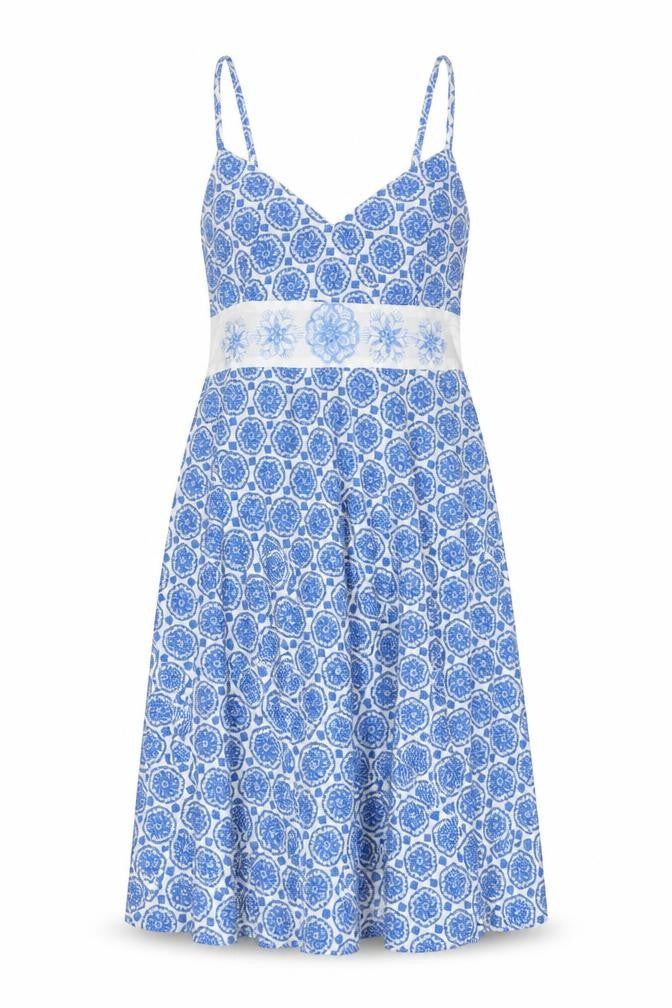 Pistachio Women's Blue Geometric A-Line Dress S