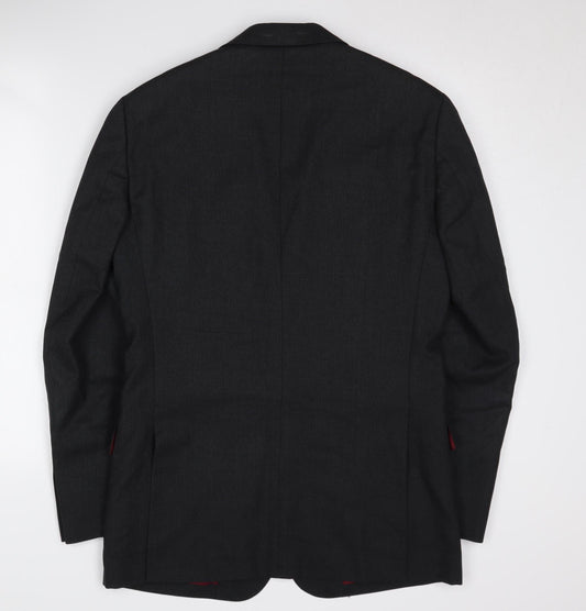 Charles Tyrwhitt Men's Black Wool Blazer, Size 38, Two-Button