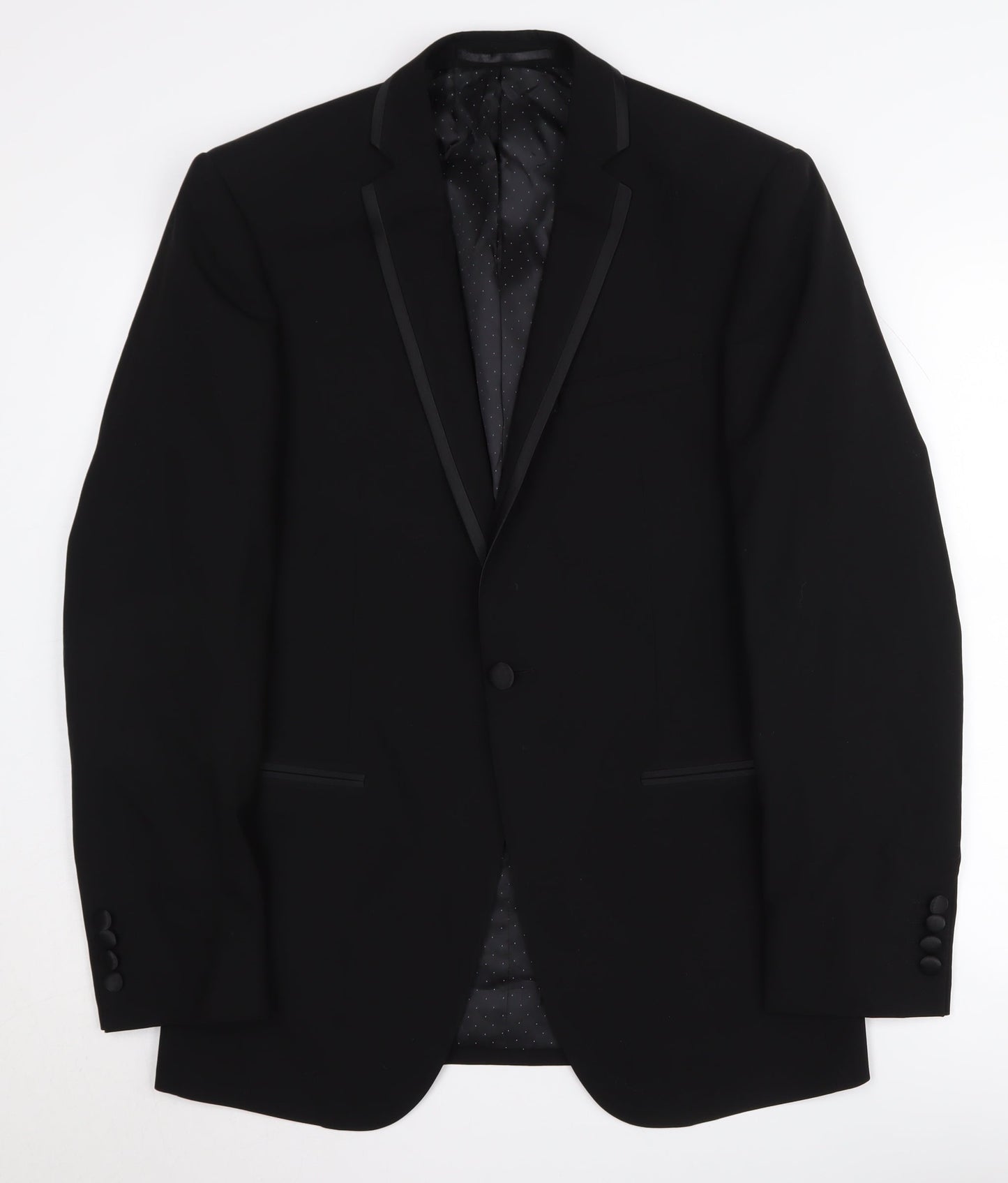 Moss 1851 Men's Black Wool Tuxedo Blazer 38 Regular Fit