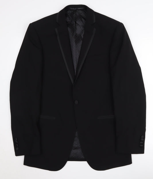 Moss 1851 Men's Black Wool Tuxedo Blazer 38 Regular Fit
