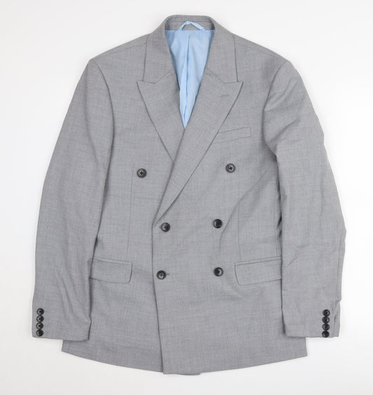 Moss Grey Double-Breasted Men's 38R Suit Jacket