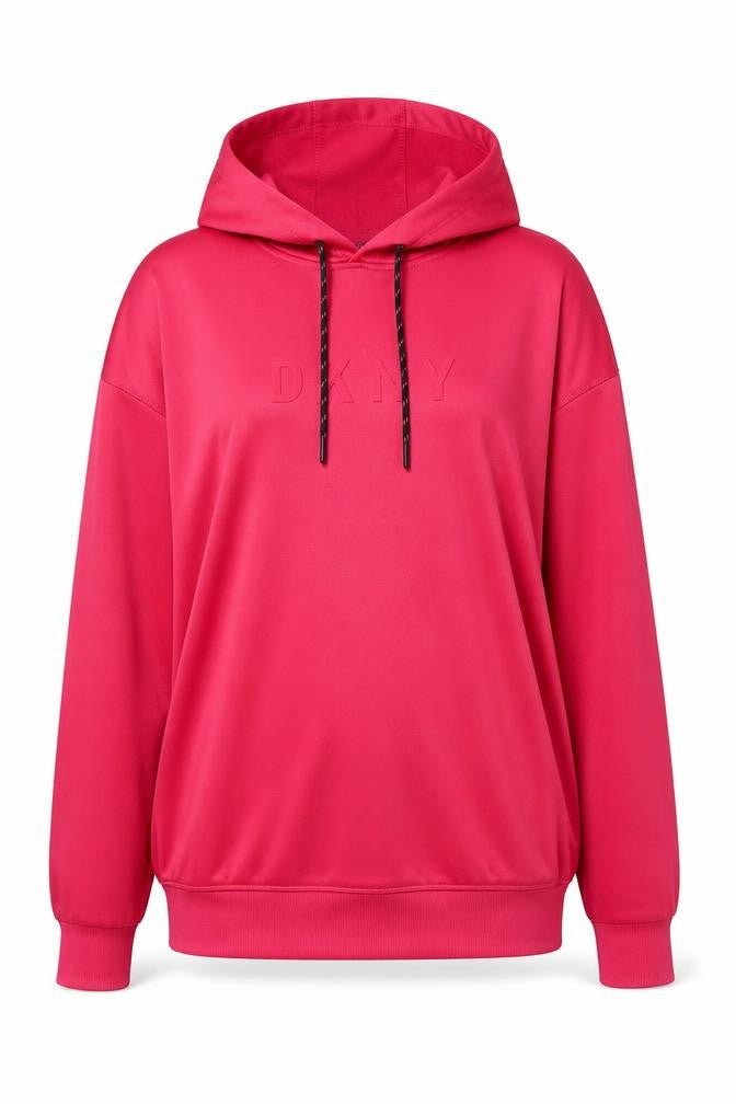 Womens UK L Regular DKNY Pink Pullover Hoodie