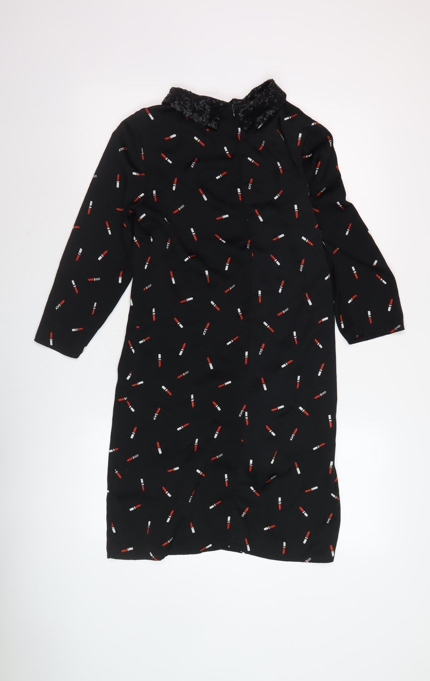 NAF NAF Women's Black Shift Dress Size 14 Sequin Accent