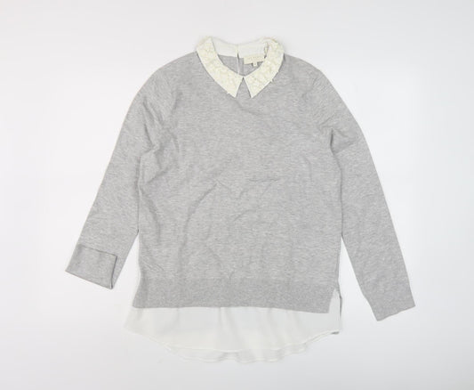 Ted Baker Women's Grey Collared Pullover Jumper Size 10
