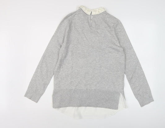 Ted Baker Women's Grey Collared Pullover Jumper Size 10