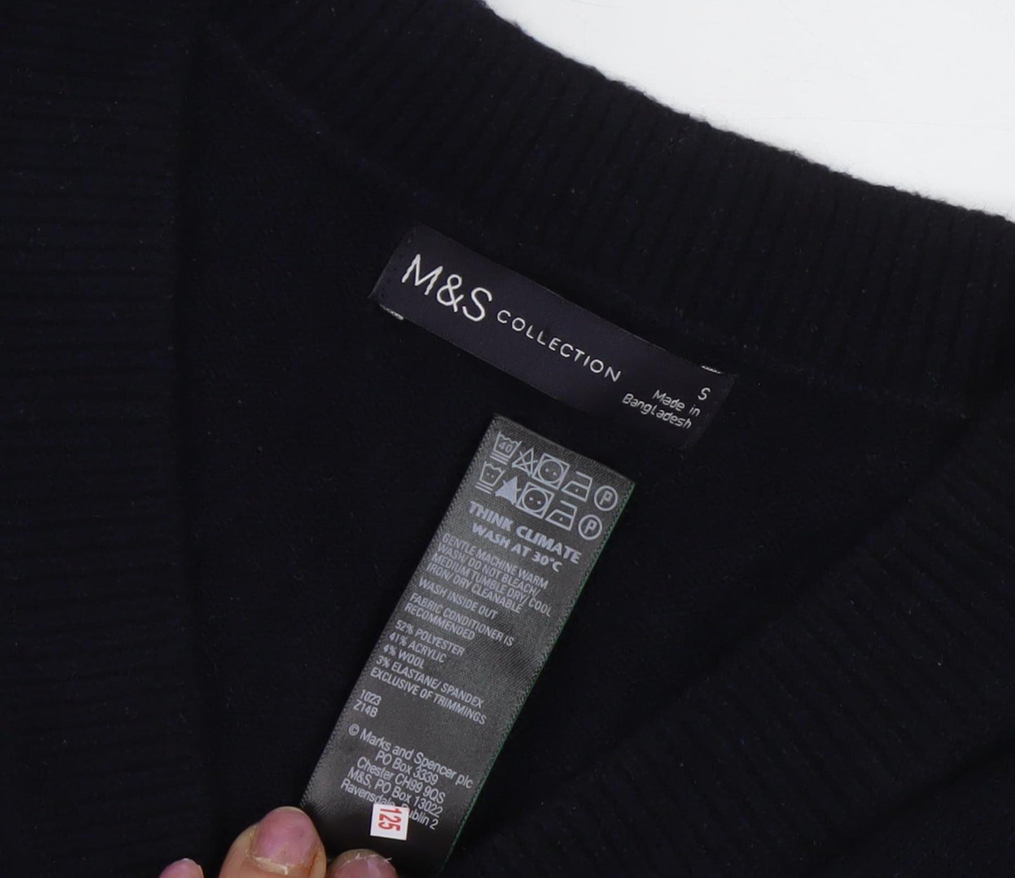 Marks and Spencer Women's Black Striped V-Neck Jumper