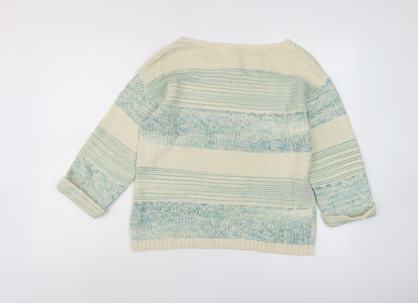 Fat Face Women's Blue Striped 3/4 Sleeve Knit Jumper Size 10