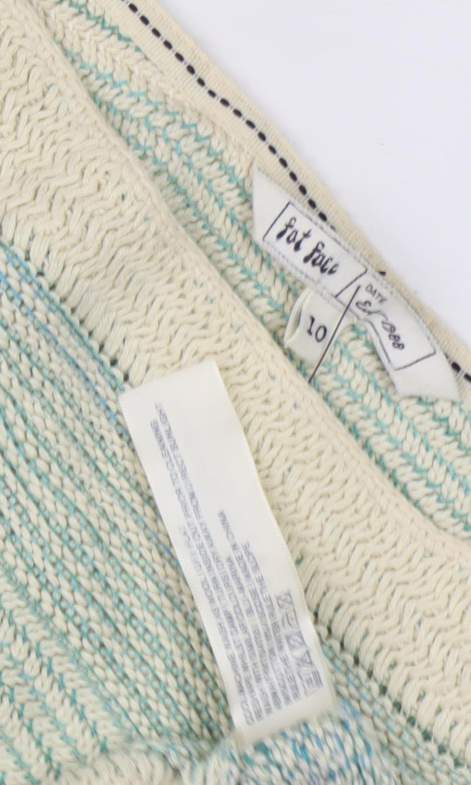 Fat Face Women's Blue Striped 3/4 Sleeve Knit Jumper Size 10