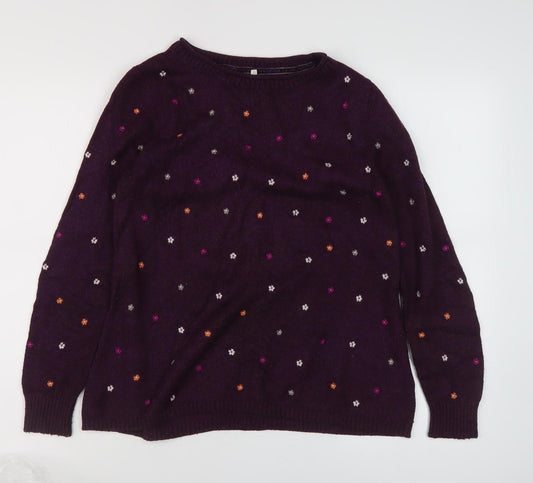White Stuff Women's Purple Crew Neck Jumper Size 12