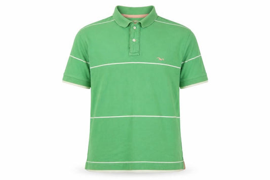 Marks and Spencer Men's Green Striped Polo Shirt M