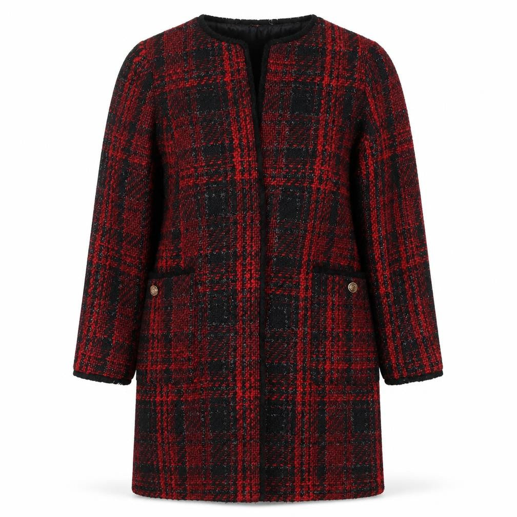 WoolenWear Women's Red Plaid Coat, Size 18